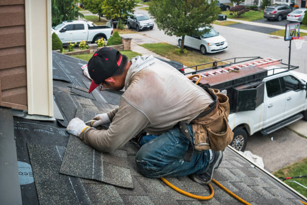 Professional Flat Roof Repair technician working in Lomax, IL